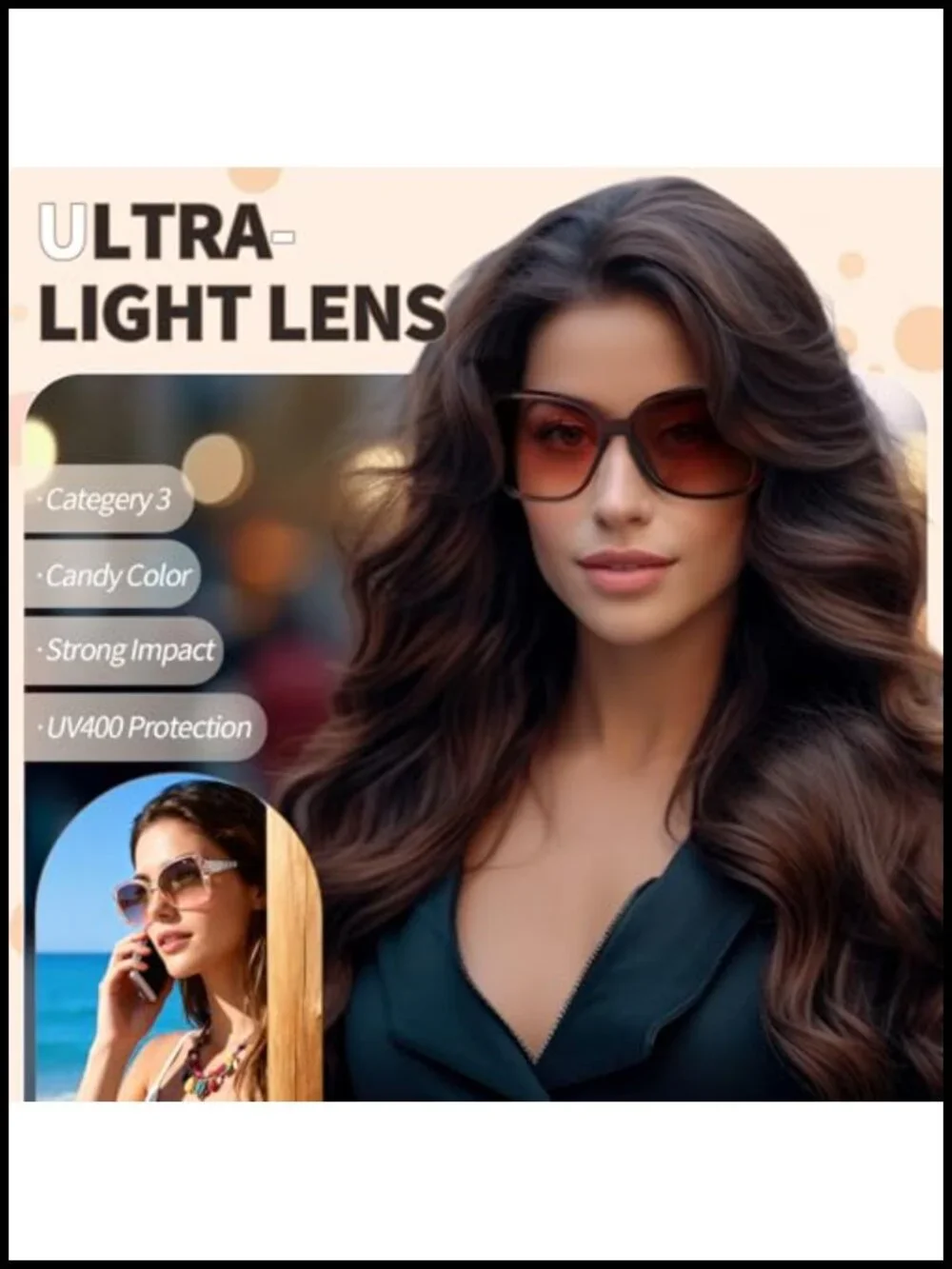 Oversized Classic Sunglasses with Shiny Frame UV400 Protection